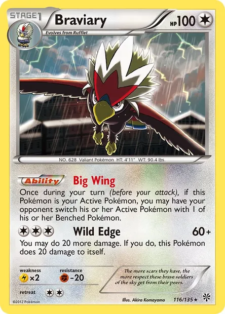 Braviary, Pokémon card PLS 116 — Plasma Storm set