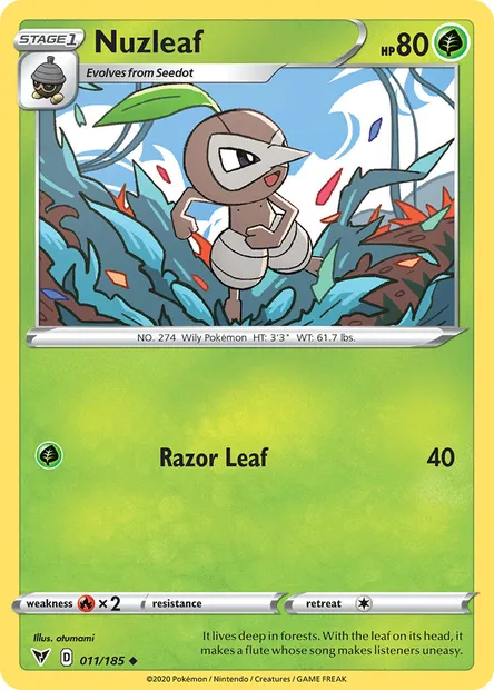 Nuzleaf, Pokémon card VIV 11 — Vivid Voltage set
