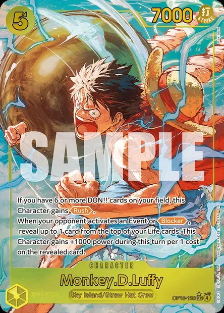 Monkey.D.Luffy, One Piece card OP15-119 — ADVENTURE ON KAMI’S ISLAND set