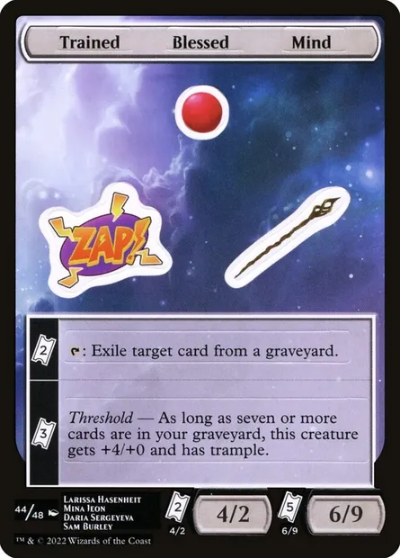 Trained Blessed Mind, carte Magic SUNF 44 — extension Unfinity Sticker Sheets