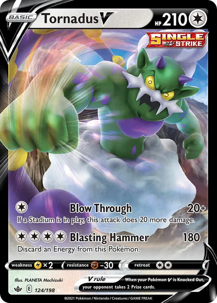 Tornadus V, Pokémon card CRE 124 — Chilling Reign set