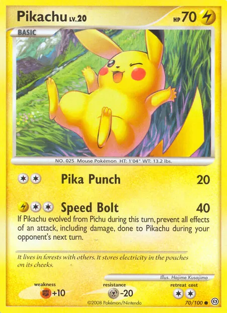 Pikachu, carte Pokémon SF 70 — extension Tempête
