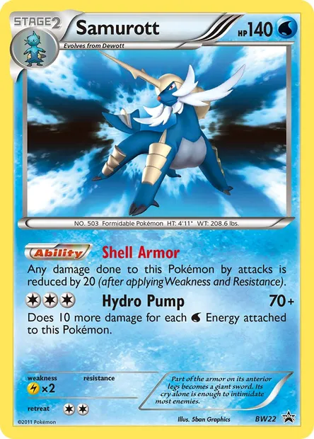 Samurott, Pokémon card BW 22 — BW Black Star Promos set