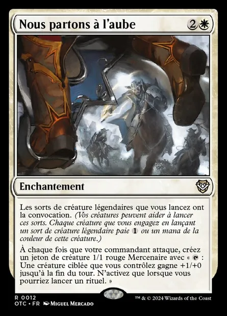 Nous partons à l'aube, carte Magic OTC 12 — extension Outlaws of Thunder Junction Commander