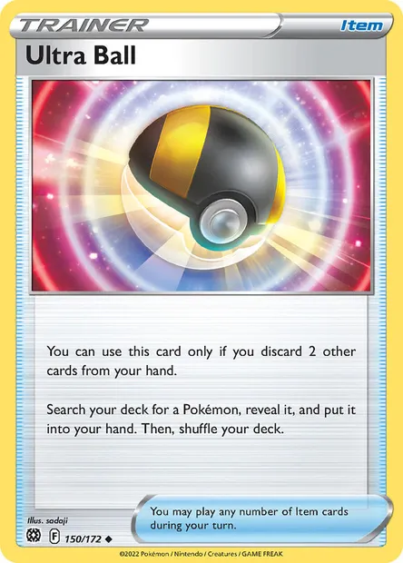 Ultra Ball, Pokémon card BRS 150 — Brilliant Stars set