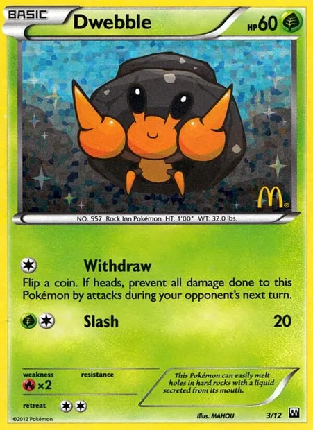 Dwebble, Pokémon card MCD12 3 — McDonald's Collection 2012 set