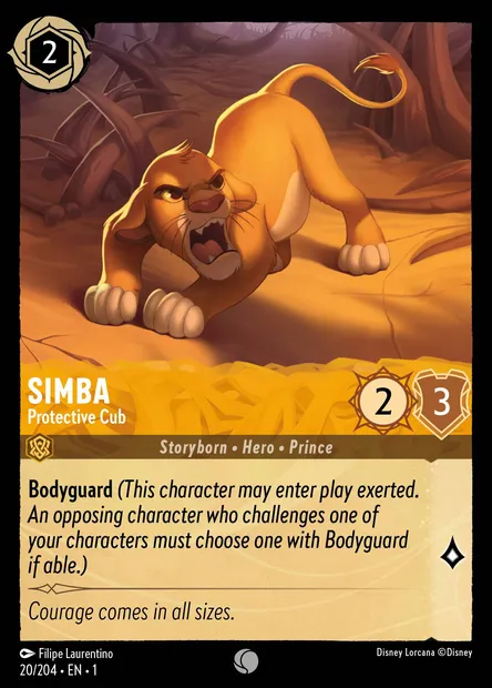 Simba - Protective Cub, Disney Lorcana card CH1-020 — The First Chapter set