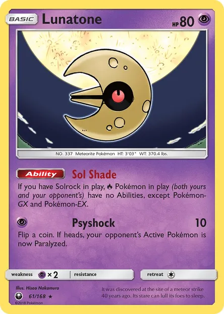 Lunatone, Pokémon card CES 61 — Celestial Storm set