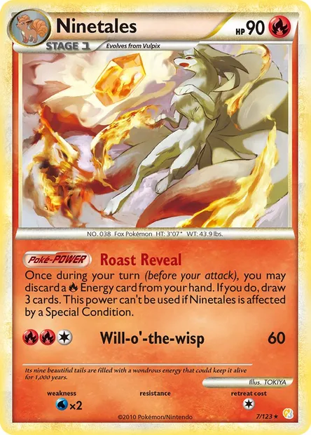 Ninetales, Pokémon card HS 7 — HeartGold SoulSilver set