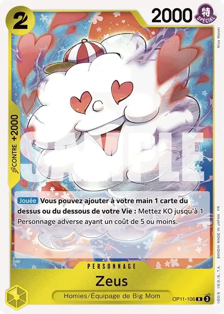 Zeus, carte One Piece OP11-106 — extension DES POINGS VIFS COMME L'ÉCLAIR