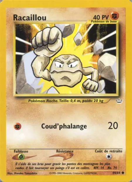 Racaillou, carte Pokémon NR 44 — extension Neo Revelation