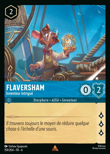 Flaversham - Inventeur intrigué, carte Disney Lorcana CH6-159 — extension La Mer Azurite