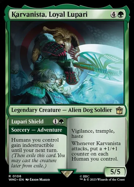 Karvanista, Loyal Lupari // Lupari Shield, Magic card WHO 106 — Doctor Who set