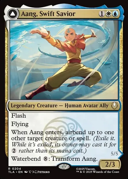 Aang, Swift Savior // Aang and La, Ocean's Fury, Magic card TLA 204 — Avatar: The Last Airbender set