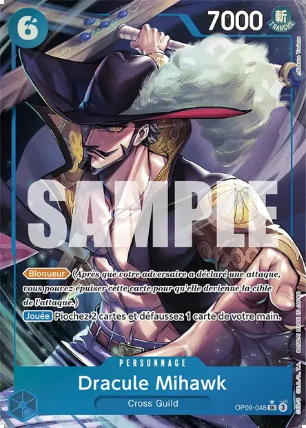 Dracule Mihawk, carte One Piece OP09-048 — extension LES NOUVEAUX EMPEREURS