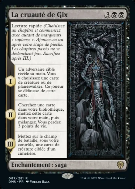 La cruauté de Gix, carte Magic DMU 87 — extension Dominaria Uni