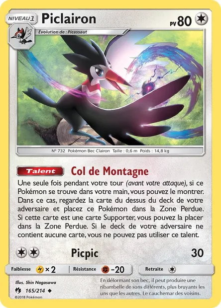 Piclairon, carte Pokémon LOT 165 — extension Tonnerre Perdu