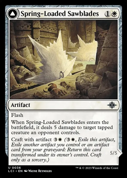 Spring-Loaded Sawblades // Bladewheel Chariot, Magic card LCI 36 — The Lost Caverns of Ixalan set