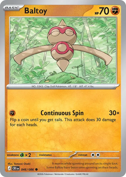 Baltoy, Pokémon card CRI 046 — Chaos Rising set