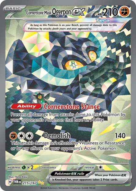 Cornerstone Mask Ogerpon ex, Pokémon card TWM 215 — Twilight Masquerade set