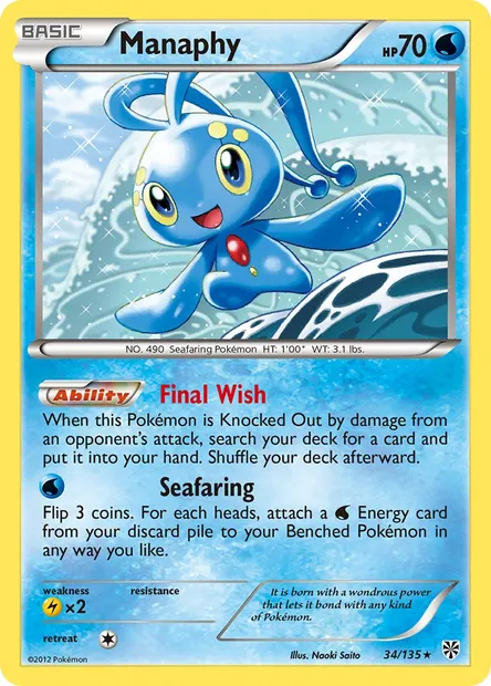 Manaphy, Pokémon card PLS 34 — Plasma Storm set