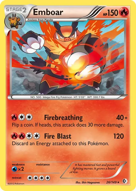 Emboar, Pokémon card BCR 26 — Boundaries Crossed set