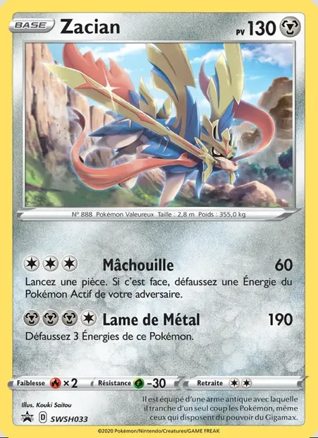 Zacian, carte Pokémon SWSH 033 — extension Promo SWSH