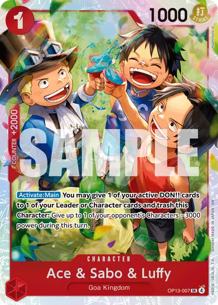 Ace & Sabo & Luffy, One Piece card OP13-007 — CARRYING ON HIS WILL set