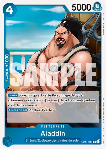 Aladdin, carte One Piece OP14-043 — extension LES SEPT DE LA MER D'AZUR