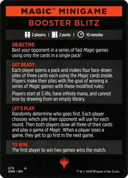Booster Blitz, carte Magic MZNR 2 — extension Zendikar Rising Minigames