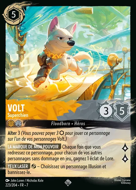 Volt - Superchien, carte Disney Lorcana CH7-223 — extension L'île d'Archazia