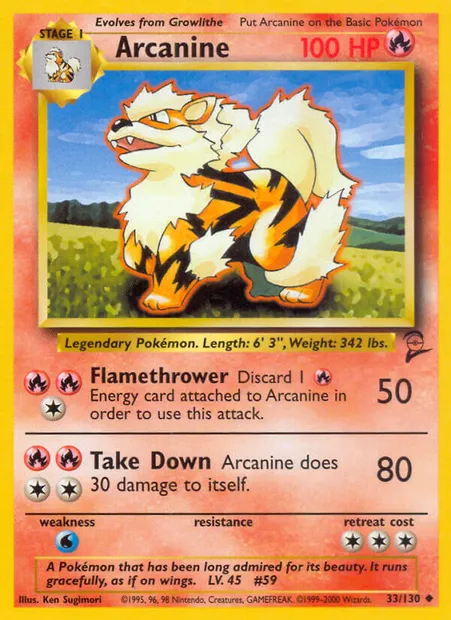 Arcanin, carte Pokémon B2 33 — extension Base Set 2