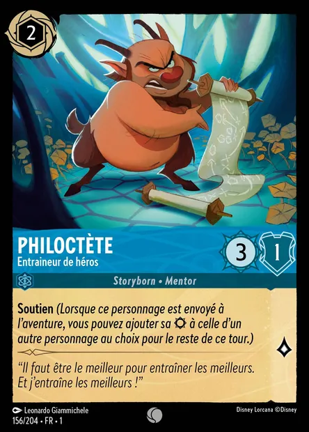Philoctète - Entraineur de héros, carte Disney Lorcana CH1-156 — extension Premier Chapitre