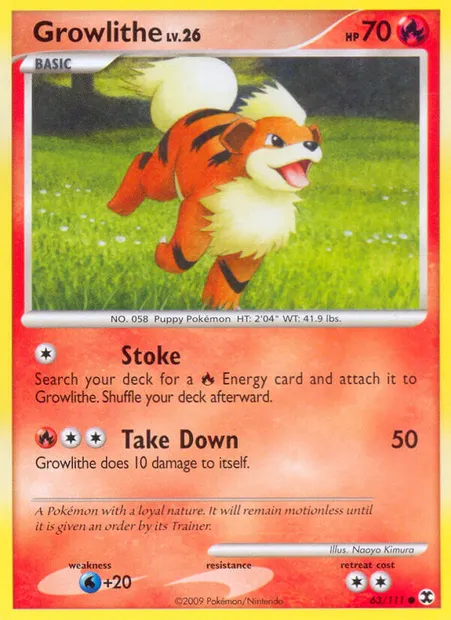 Growlithe, Pokémon card RR 63 — Rising Rivals set