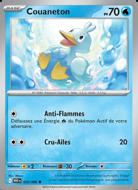 Couaneton, carte Pokémon WHT 025 — extension Flamme Blanche