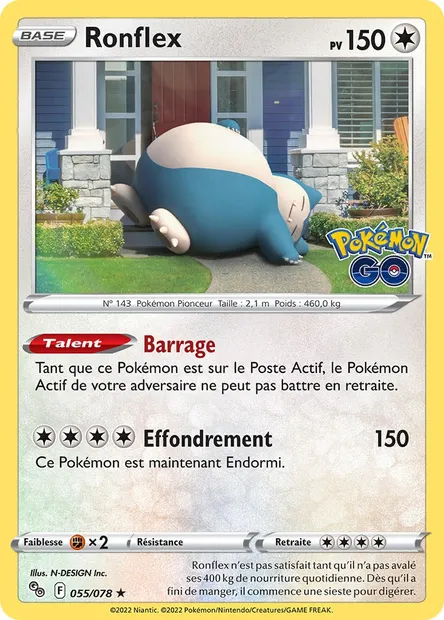 Ronflex, carte Pokémon PGO 055 — extension Pokémon GO
