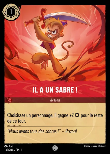 Il a un sabre !, carte Disney Lorcana CH1-132 — extension Premier Chapitre