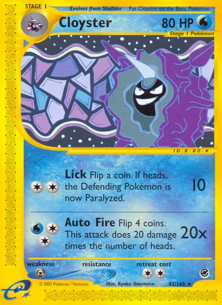 Cloyster, Pokémon card EX 42 — Expedition Base Set set