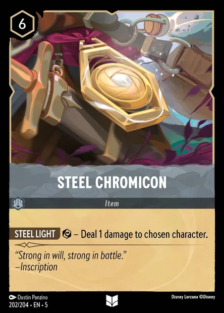 Steel Chromicon, Disney Lorcana card CH5-202 — Shimmering Skies set