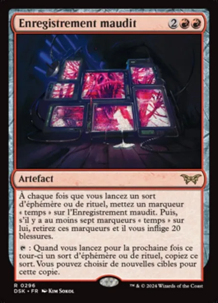 Enregistrement maudit, carte Magic DSK 296 — extension Duskmourn: House of Horror