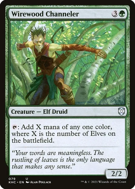 Wirewood Channeler, Magic card KHC 79 — Kaldheim Commander set
