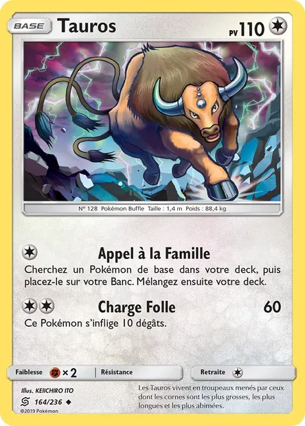 Tauros, carte Pokémon UNM 164 — extension Harmonie des Esprits