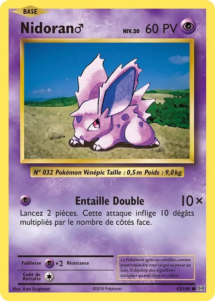 Nidoran♂, carte Pokémon EVO 43 — extension Évolutions