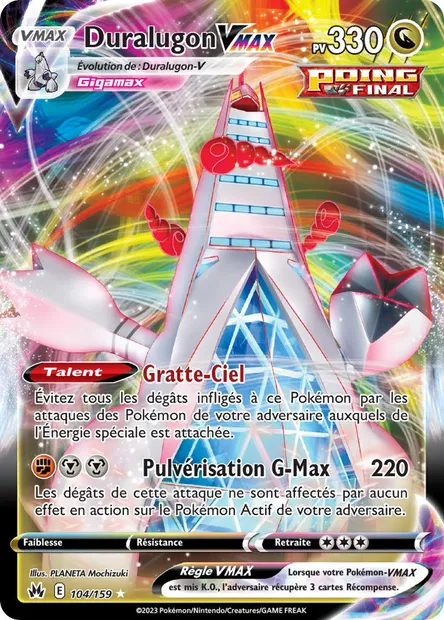 Duralugon VMAX, carte Pokémon CRZ 104 — extension Zénith Suprême