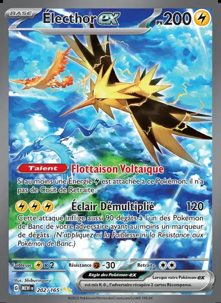 Électhor-ex, carte Pokémon MEW 202 — extension 151