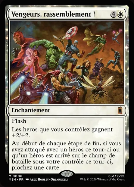 Vengeurs, rassemblement !, carte Magic MSH 6 — extension Marvel Super Heroes