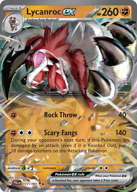 Lycanroc ex, Pokémon card PAL 117 — Paldea Evolved set