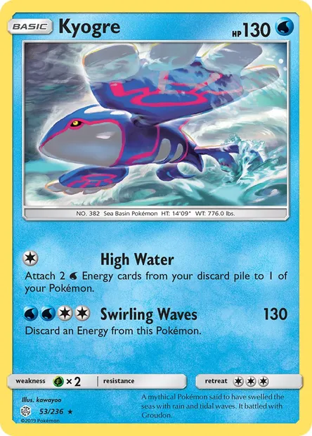 Kyogre, Pokémon card CEC 53 — Cosmic Eclipse set