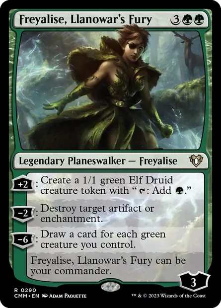 Freyalise, Llanowar's Fury, Magic card CMM 290 — Commander Masters set