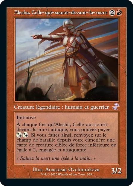 Alesha, Celle-qui-sourit-devant-la-mort, carte Magic TSR 338 — extension Spirale Temporelle Remastered